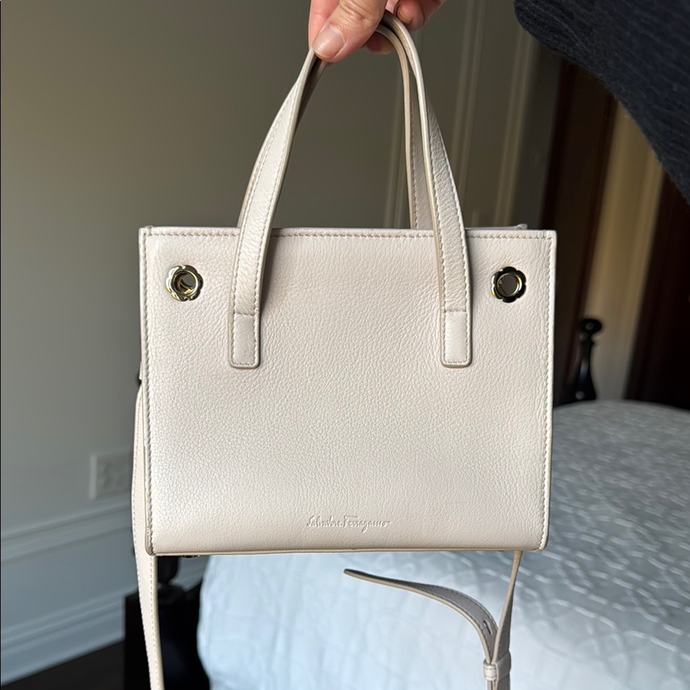 Like New Salvatore Ferragamo Leather Mini Tote Bag Crossbody with Gold Hardware